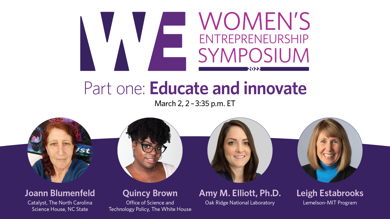 Headshots of March 2 Womens Entrepreneurship Symposium panelists