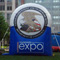 Photo of EXPO air balloon staked to the front lawn.