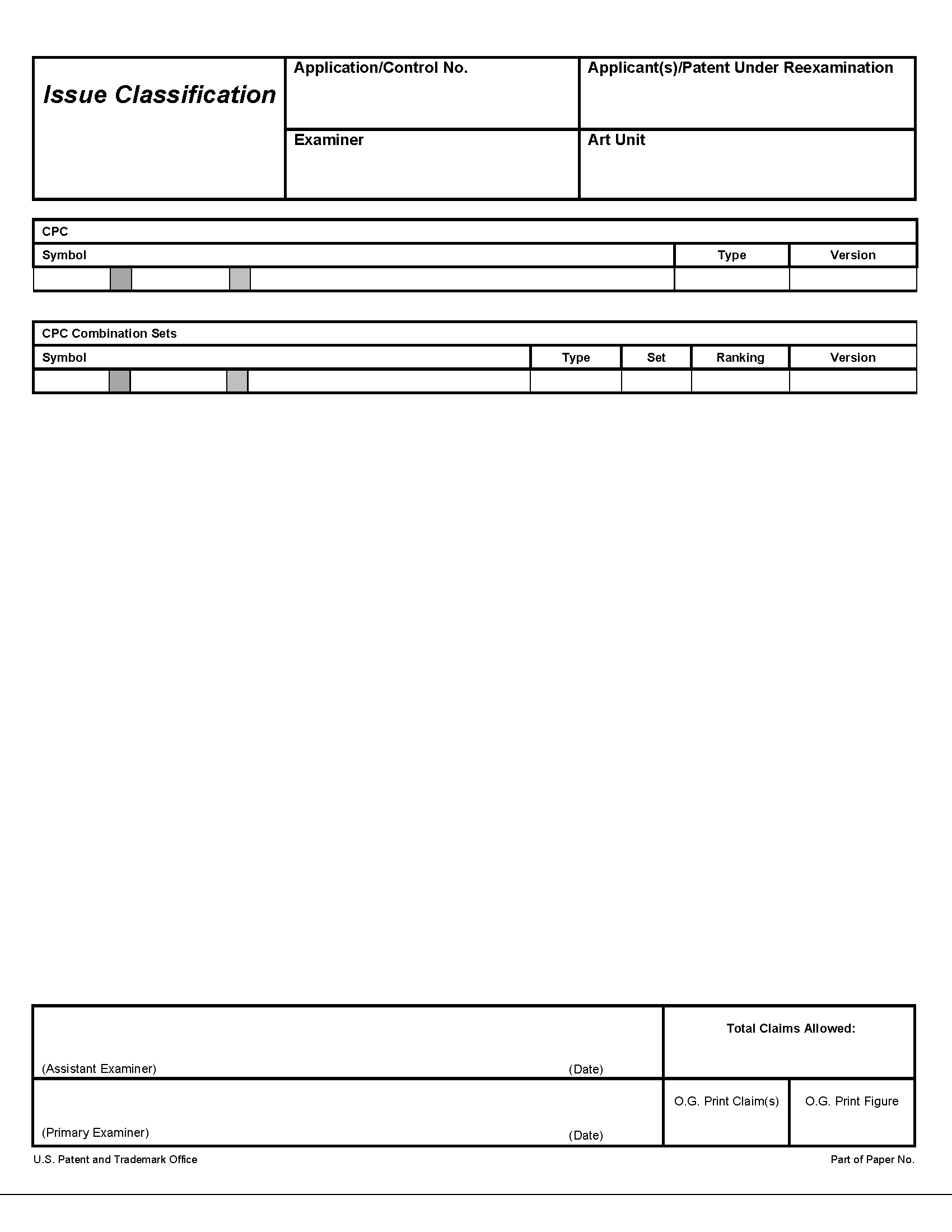Issue Classification Sheet page 1