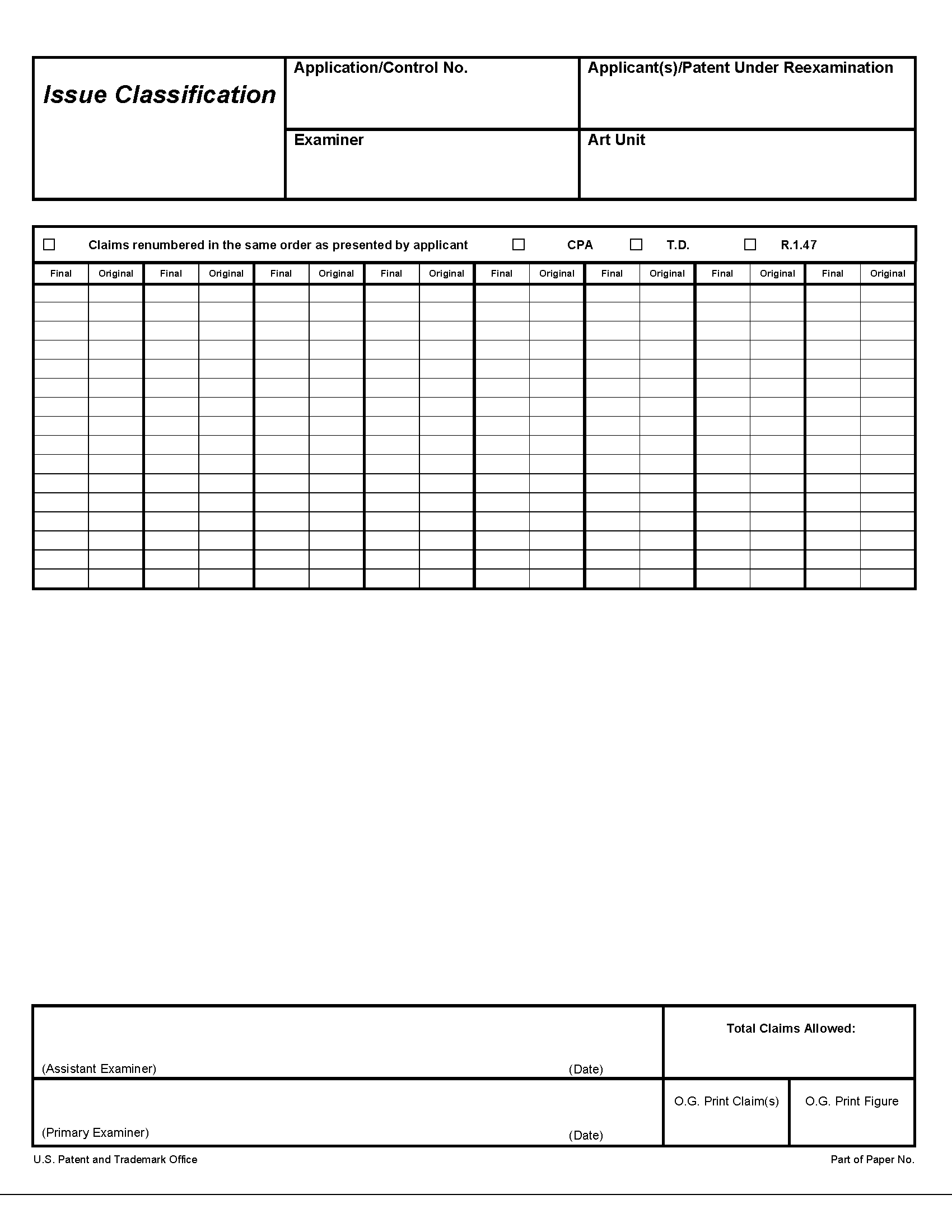 Issue Classification Sheet page 3
