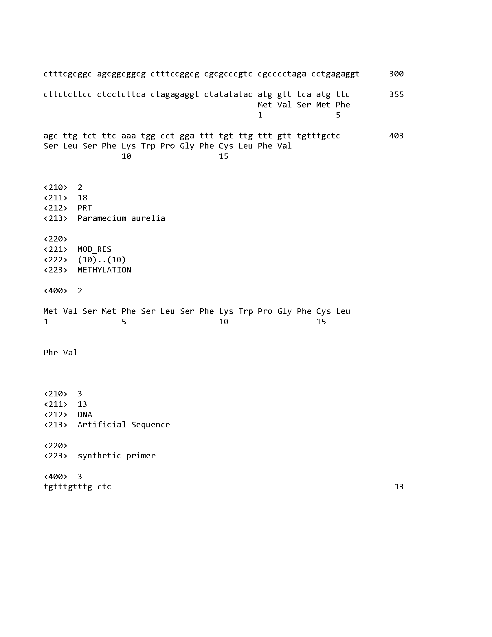 Appendix A Subpart G To Part I -- Sample Sequence Listing -- page 2