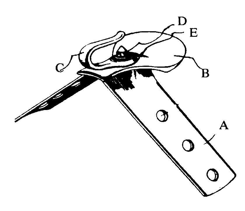 A-Saddle tree; B-Tree plate; C-Check hook; D,E-Securingmeans
