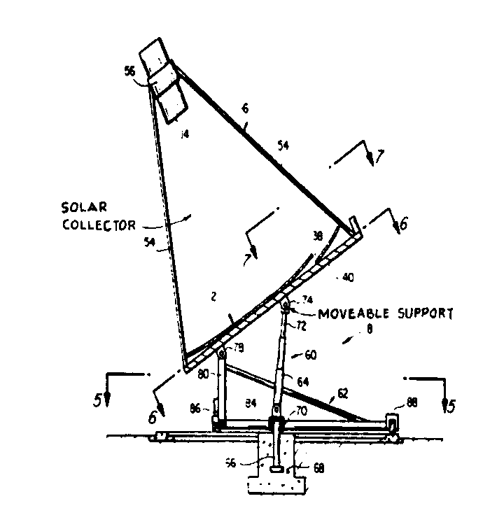 A solar concentrator is disclosed herein and includes a modularizedpoint focusing solar concentrating panel which is movably mountedto track the sun.  This panel has an overall parabolic reflectingsurface and a triangular or approximately triangular configurationwhich improves structural integrity, minimizes wind resistance,and permits rapid and easy stowing.

