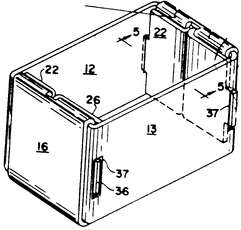 downwardly folded panel; two layers of box material
