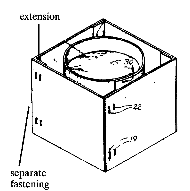 extension; separate fastening device
