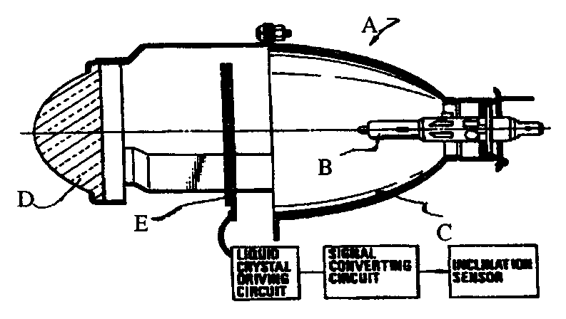 A - Headlamp; B - Light source; C - Reflector; D - Lens;E - Light shielding plate
