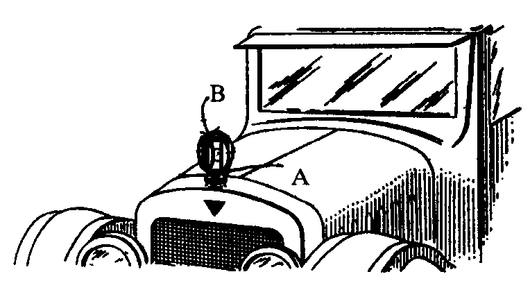 A - Radiator cap; B - Lamp
