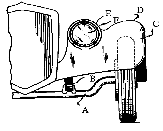 A - Axle; B - Spring; C, D, E - Fender structure; F - Headlight

