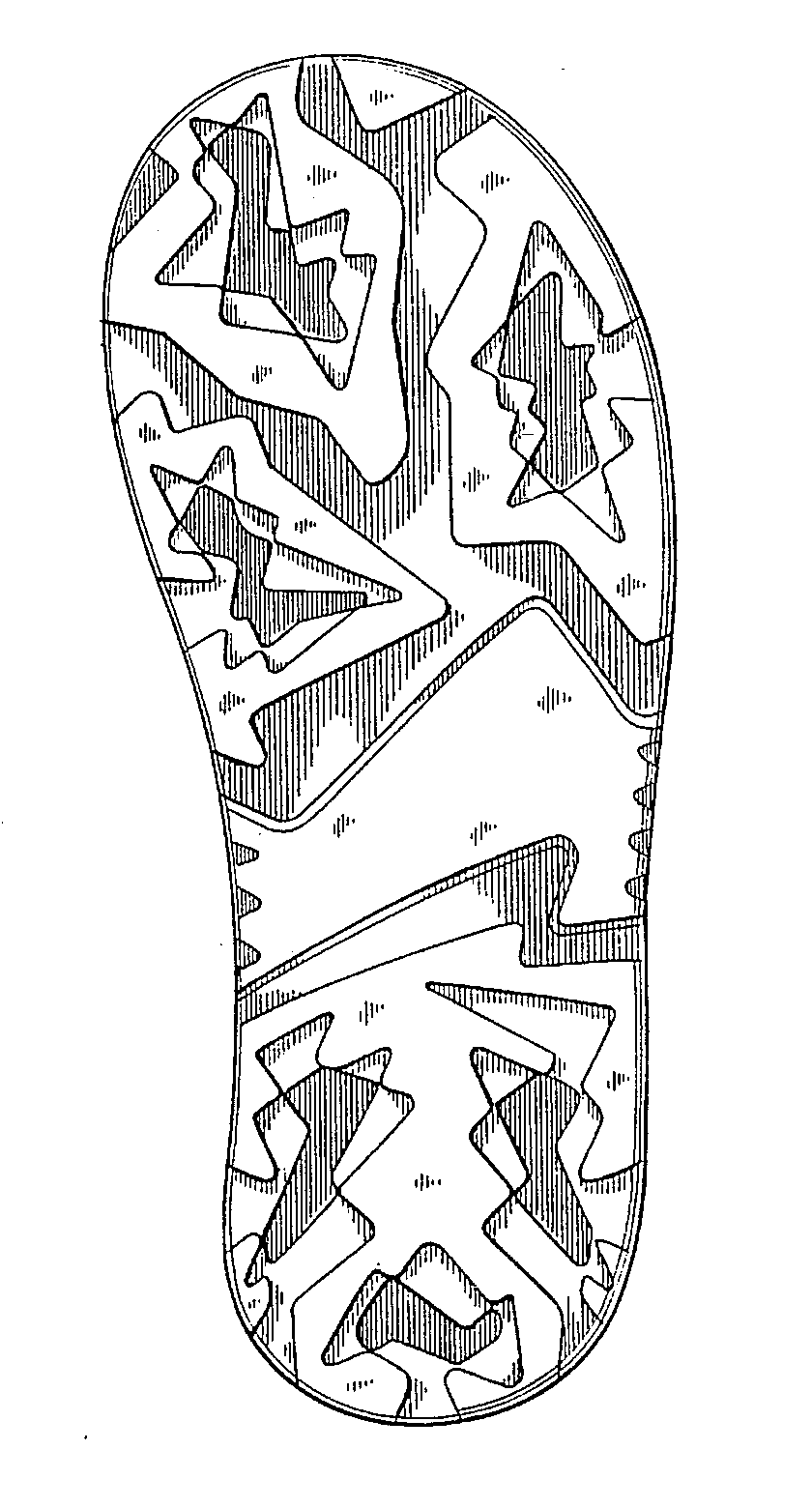 A typical example of a sole with a pattern or texture on thebottom.
