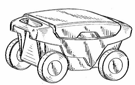 Example of a design for a storage container that simulatesa wheeled vehicle.
