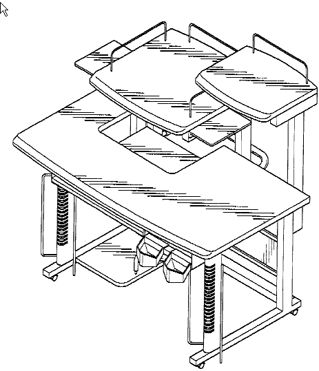 Figure 2. Example of a design for a desk for a desk with shelves above and below work surface.
