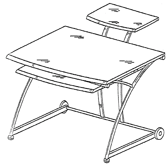 Figure 1. Example of a design for a workstation having tubular supports and shelving.
