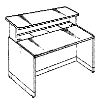 Figure 1. Example of a design for a workstation having uniform thickness and shelf above work surface.
