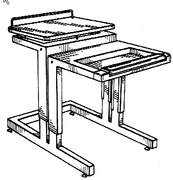 Figure 1. Example of a design for a workstation having a recessed work surface and a shelf.

