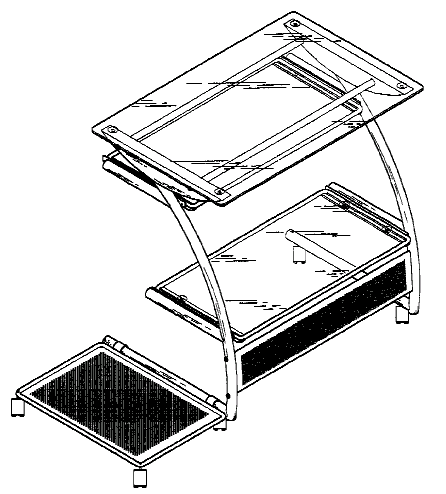 Figure 2. Example of a design for workstation shelves below transparent work surface.
