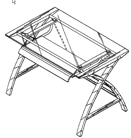 Figure 2. Example of a design for a workstation having transparent top and shelf below work surface.
