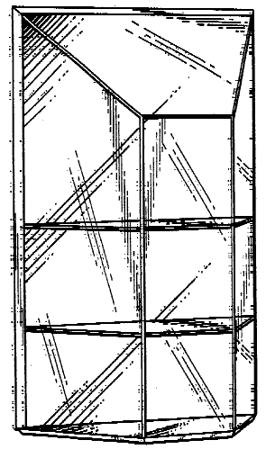 Figure 1. Example of a design for a curio cabinet with inclined viewing surface.
