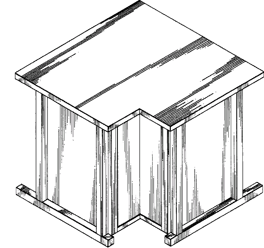 Figure 1. Example of a design for a corner cabinet with six sides.   
