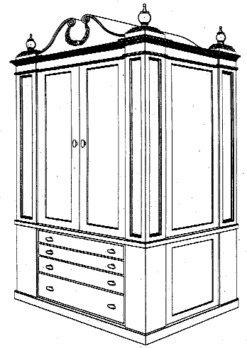 Figure 1. Example of a design for a dinner set cabinet with irregular top surface.   
