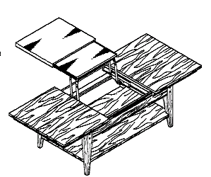 Figure 1. Example of a design for a cocktail table with expandable leaves.

