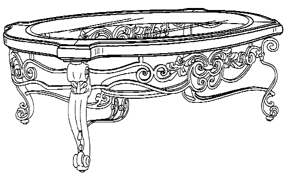 Figure 2. Example of a design for a scrolled foot and transparent top table.
