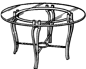 Figure 2. Example of a design for a transparent top table with supports beyond the edge.
