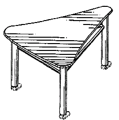 Figure 1. Example of a design for a transparent top table with tubular supports.
