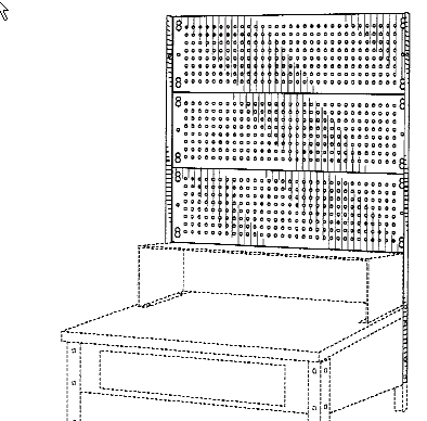 Figure 2. Example of a design for a peg board for a shop    desk having a hutch.   
