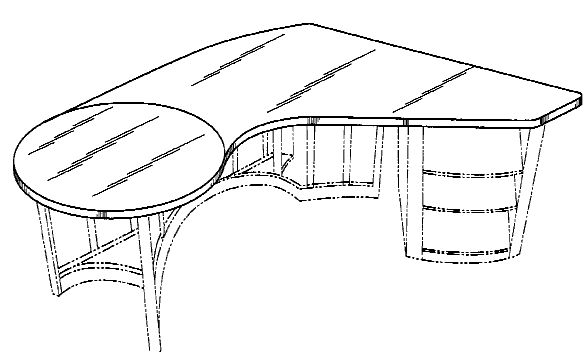 Figure 2. Example of a design for an irregular desk top.
