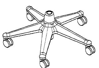 Figure 1. Example of a design for a chair base having radiating spokes with wheels.
