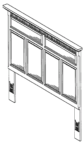 Figure 1. Example of a design for a bed headboard with rectangular panels.

