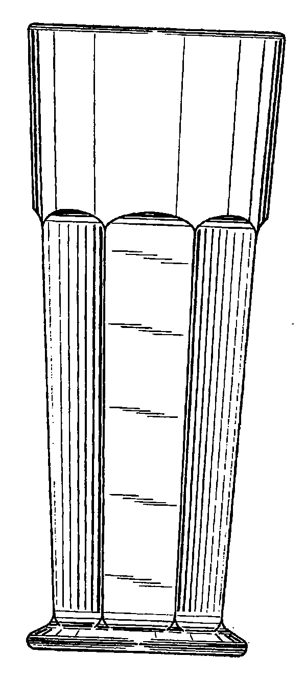 Example of a design for a glass with straight vertical ribs.<emphasis    emph = 