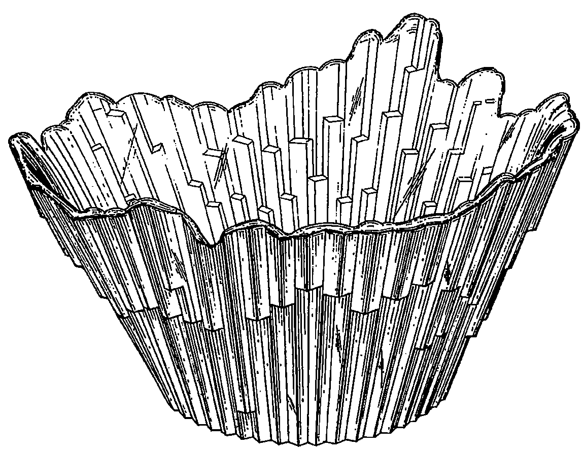 Example of a design for a food server with V-shaped grooves.
