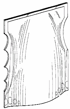 Example of a design for a sealed pouch with a sinuous curvature.
