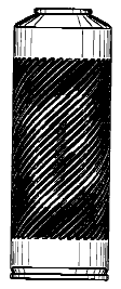 Design for a can with a circular configuration viewed fromthe top with repeating helical lines or grooves.
