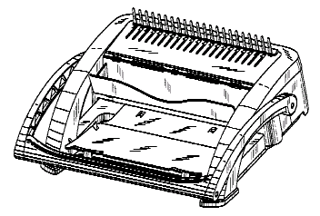 Example of a design for a spiral binding-type bookbindingapparatus.
