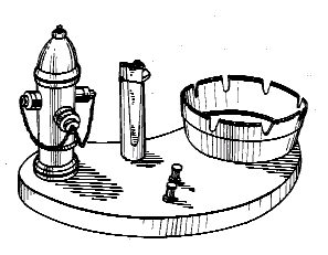 Example of a design for a simulative ash receiver that includes a provision for wall, post or clamp mount and a lighter.
